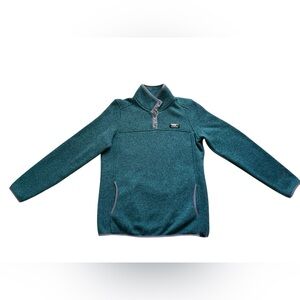 L.L. Bean Women’s Sweater Fleece Pullover Size Medium Teal Gray Snap Placket